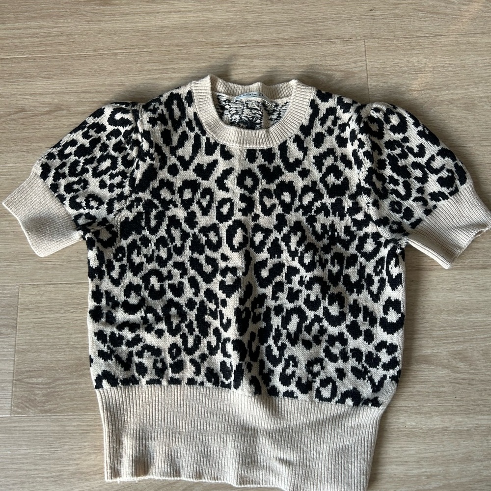 Dior Leopard Print Short Sleeve Sweater